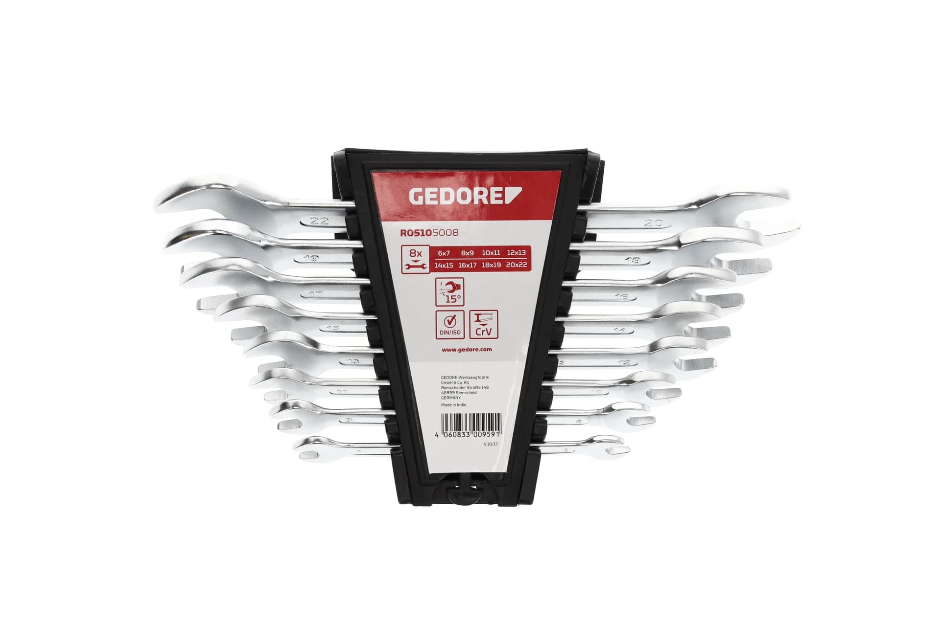 GEDORE German Pattern Double Open-End Wrench Set 6x7 to 20x22mm R05105008 3300959