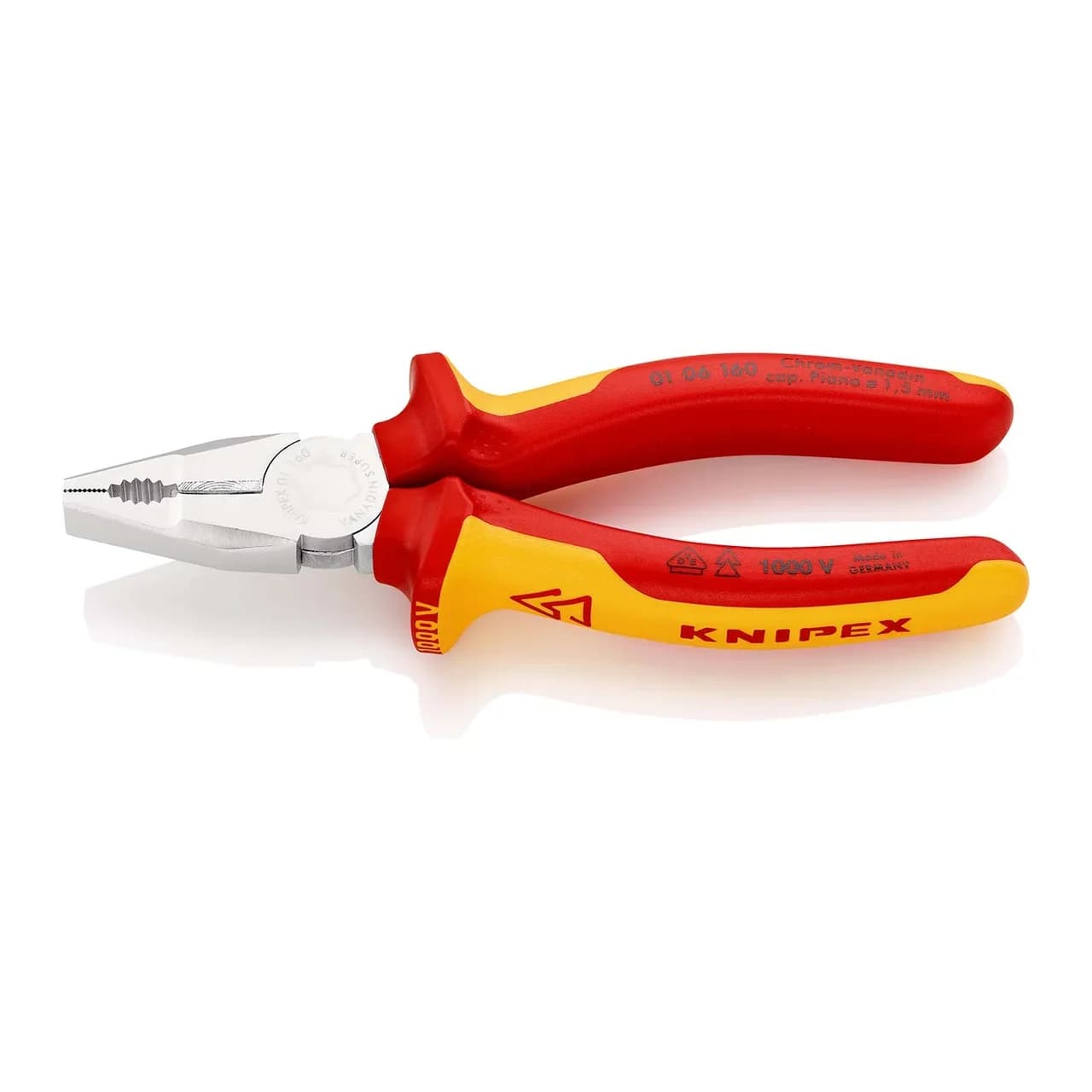 ### PRODUCT NAME:  
KNIPEX 1000V Insulated Combination Pliers   
### SHORT DESCRIPTION:  
The KNIPEX 0106160 1000V Insulated Combination Pliers are precisionengineered for professional electrical work in highvoltage environments