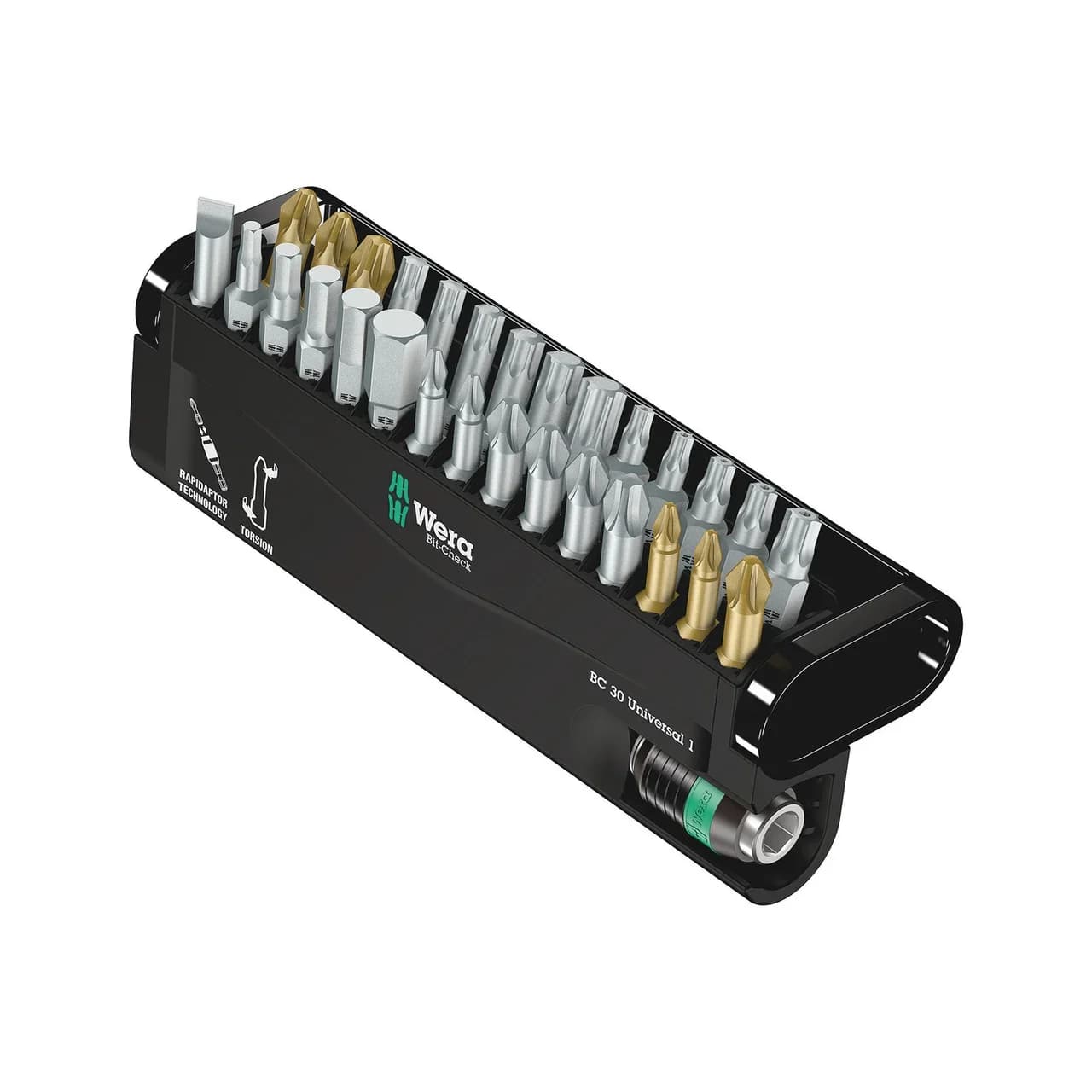 WERA 1/4" Bit-Check Magnetic Bit Holder & 30-Piece Bit Set