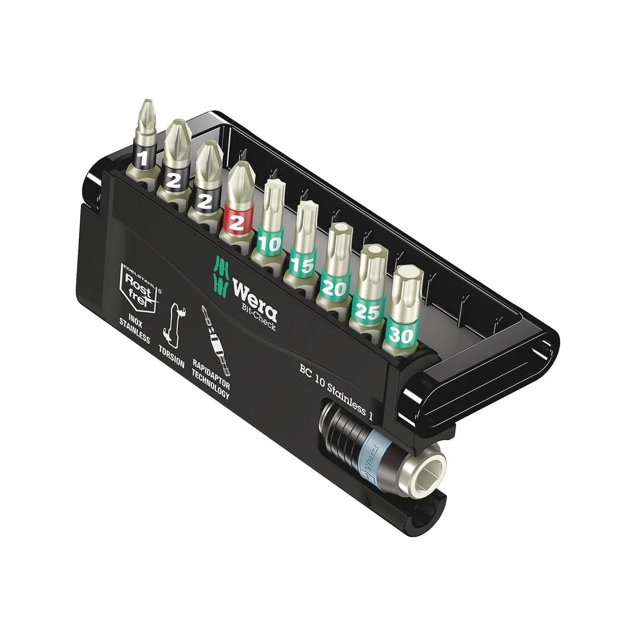 WERA Stainless Steel Bit Set 10/9 with 10 Magnetic Bit Holder TEM 05071110001