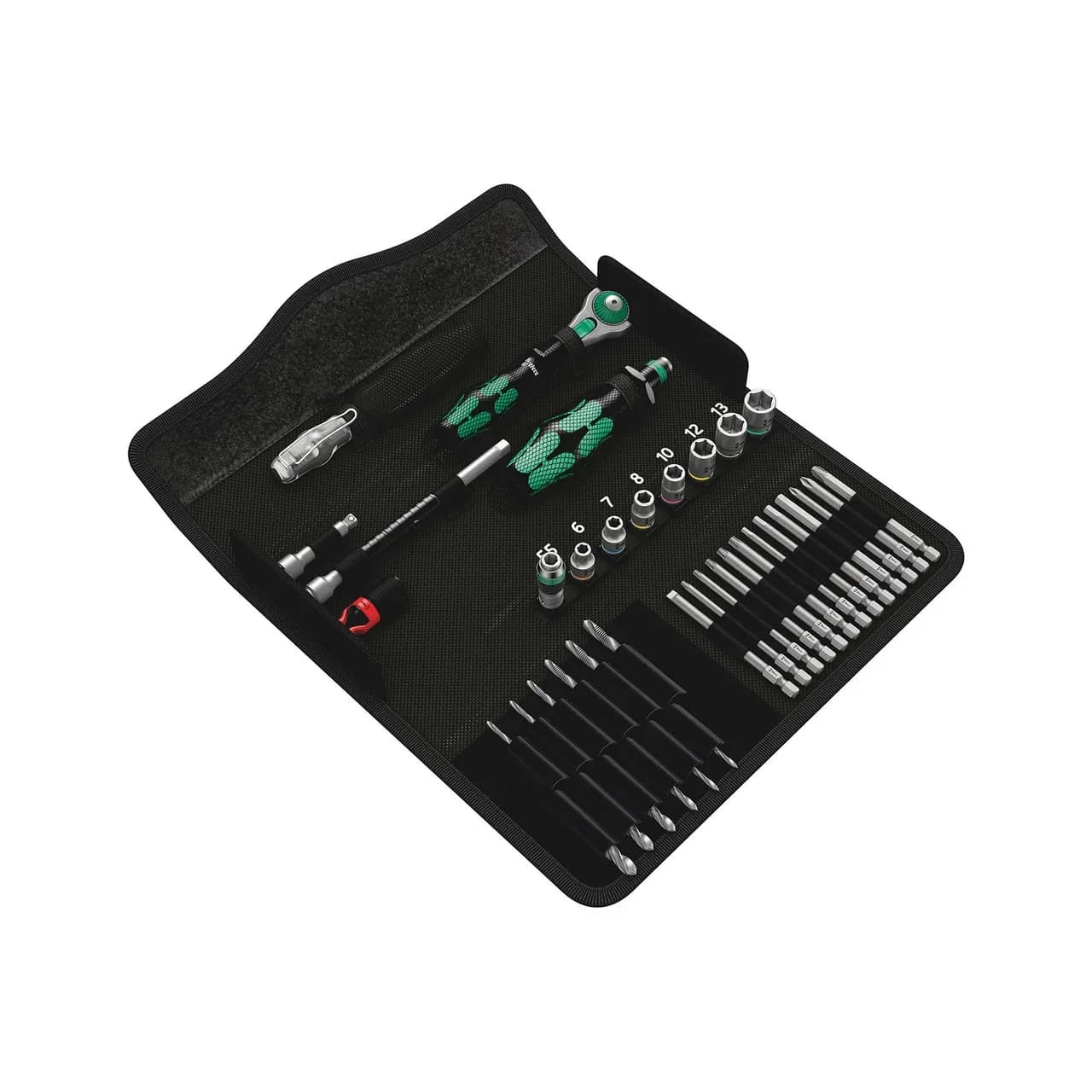 Set di inserti a cricchetto 1/4" WERA con testa a dado e bussola metrica