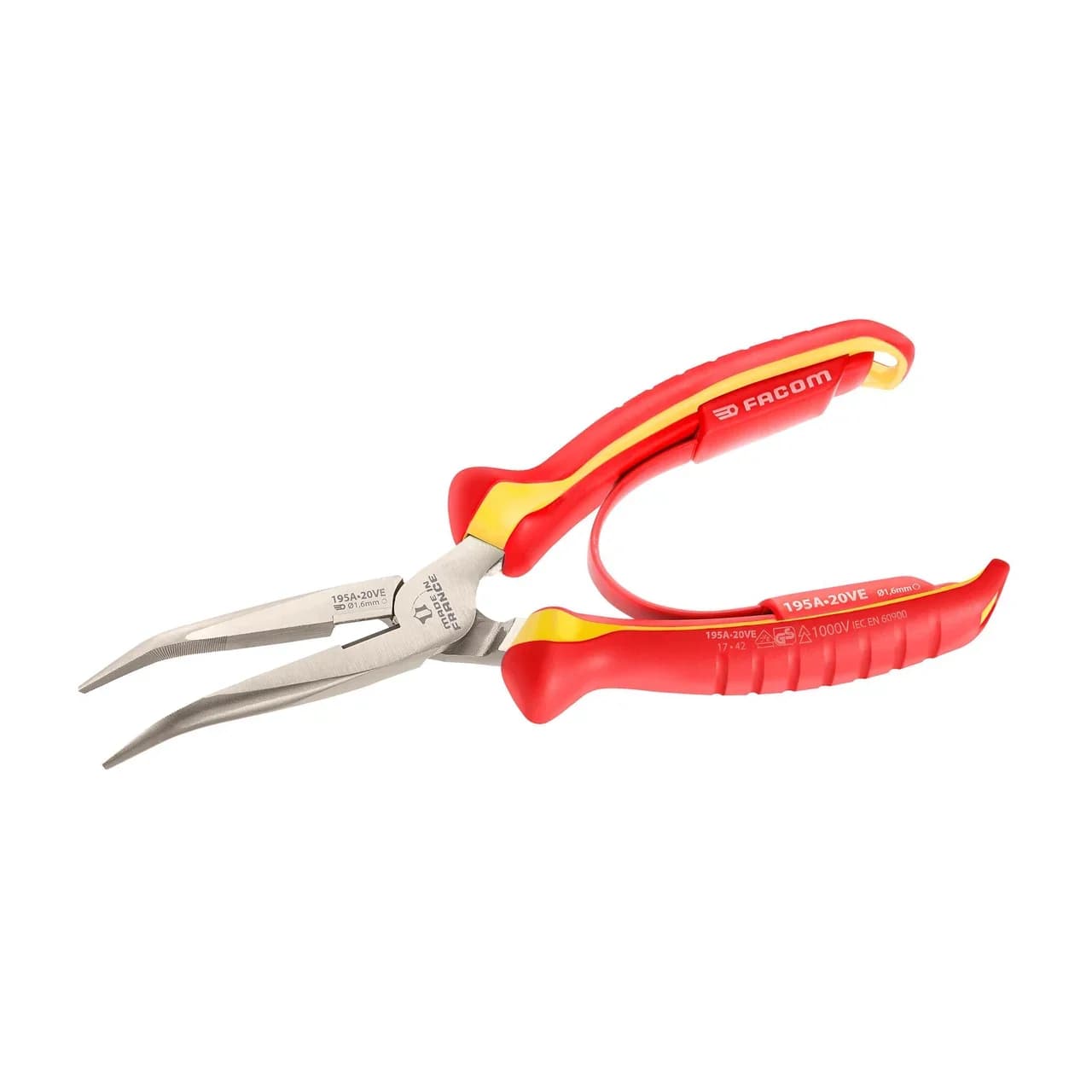 Pinze a Becco Lungo Curvo Isolate VDE 1000V 195mm Facom