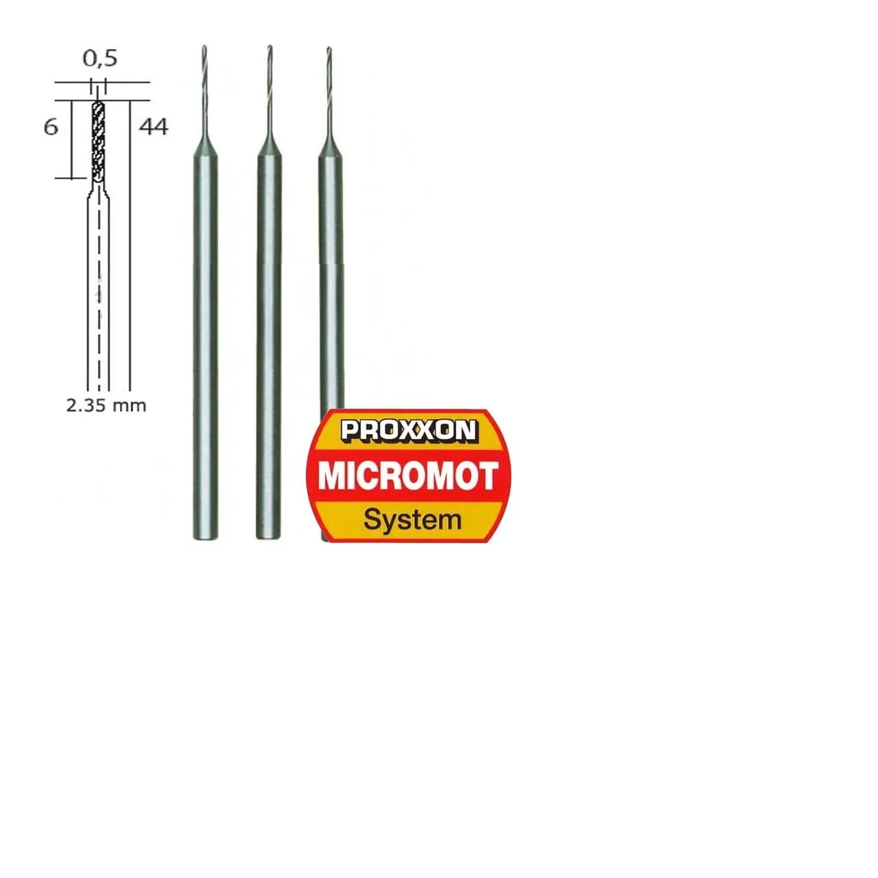 PROXXON Precision Micro Drill Bit Set 0.5mm (3-Piece)