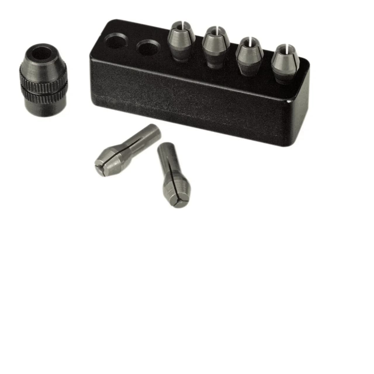 ### PRODUCT NAME:  
PROXXON Precision Collet Chuck Set The PROXXON Precision Collet Chuck Set  is a highquality accessory designed for professional and industrial applications requiring precise tool holding in micromachining and modeling tasks