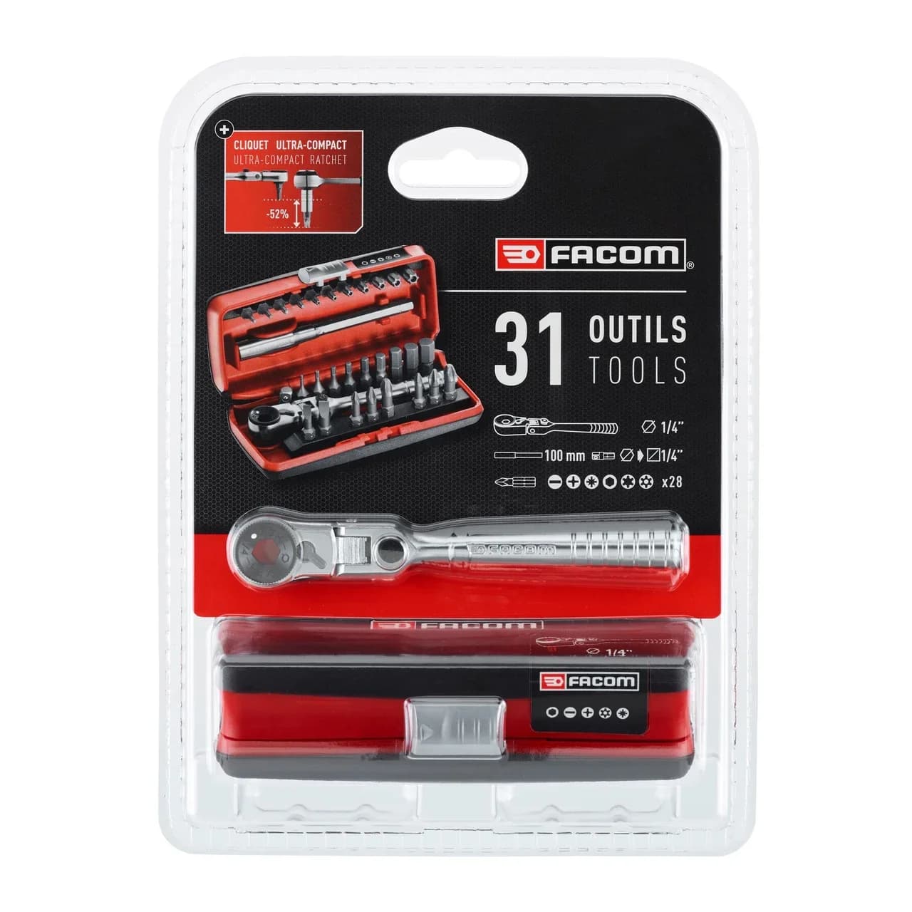 FACOM PB Set di Dadi e Bussola Metrica 1/4'' R.180J31PB