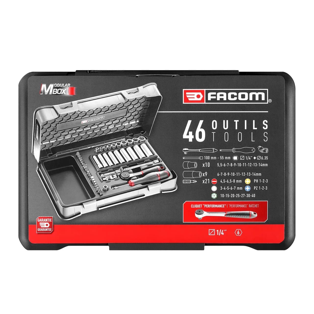 FACOM R.2BLPB Set di Bussole e Dadi a Impulso 1/4'' Metrico