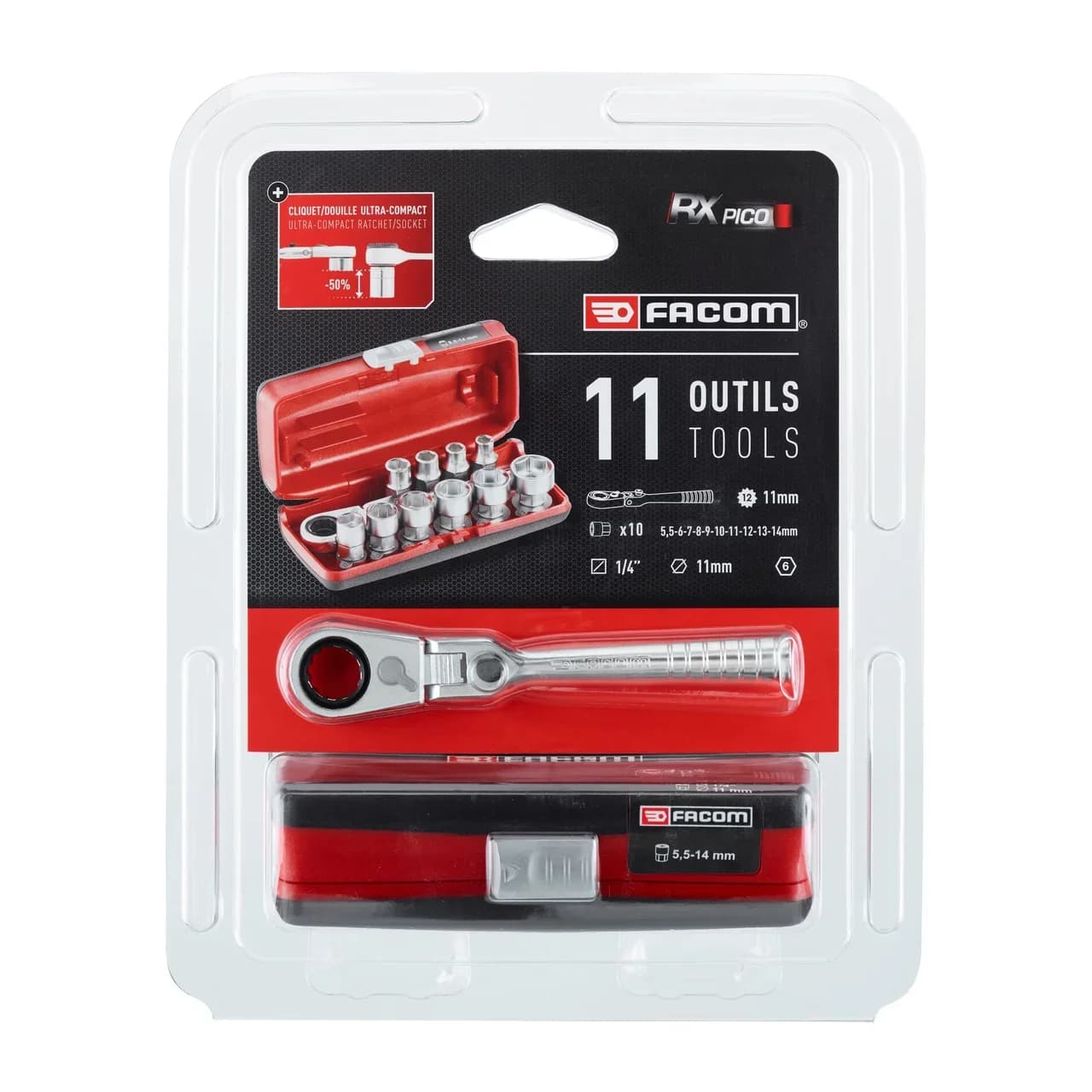 FACOM PB SET DI PRESE METRICHE 1/4'' CON TESTA GIREVOLE RXPICOPB