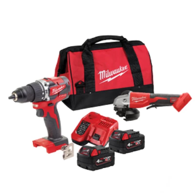 Set trapano avvitatore a percussione e smerigliatrice angolare Milwaukee M18 CBL2PG-402B PowerPack 3929488