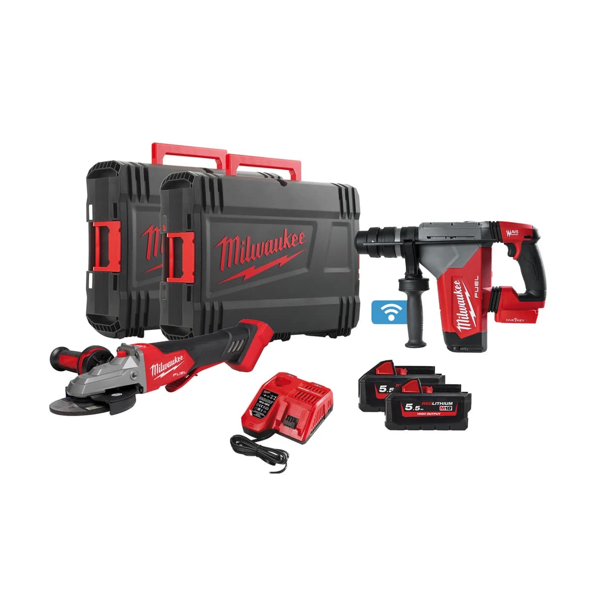 M18 FHPFSAG-552X POWERPACK 18V Combo Kit with Angle Grinder and Rotary Hammer