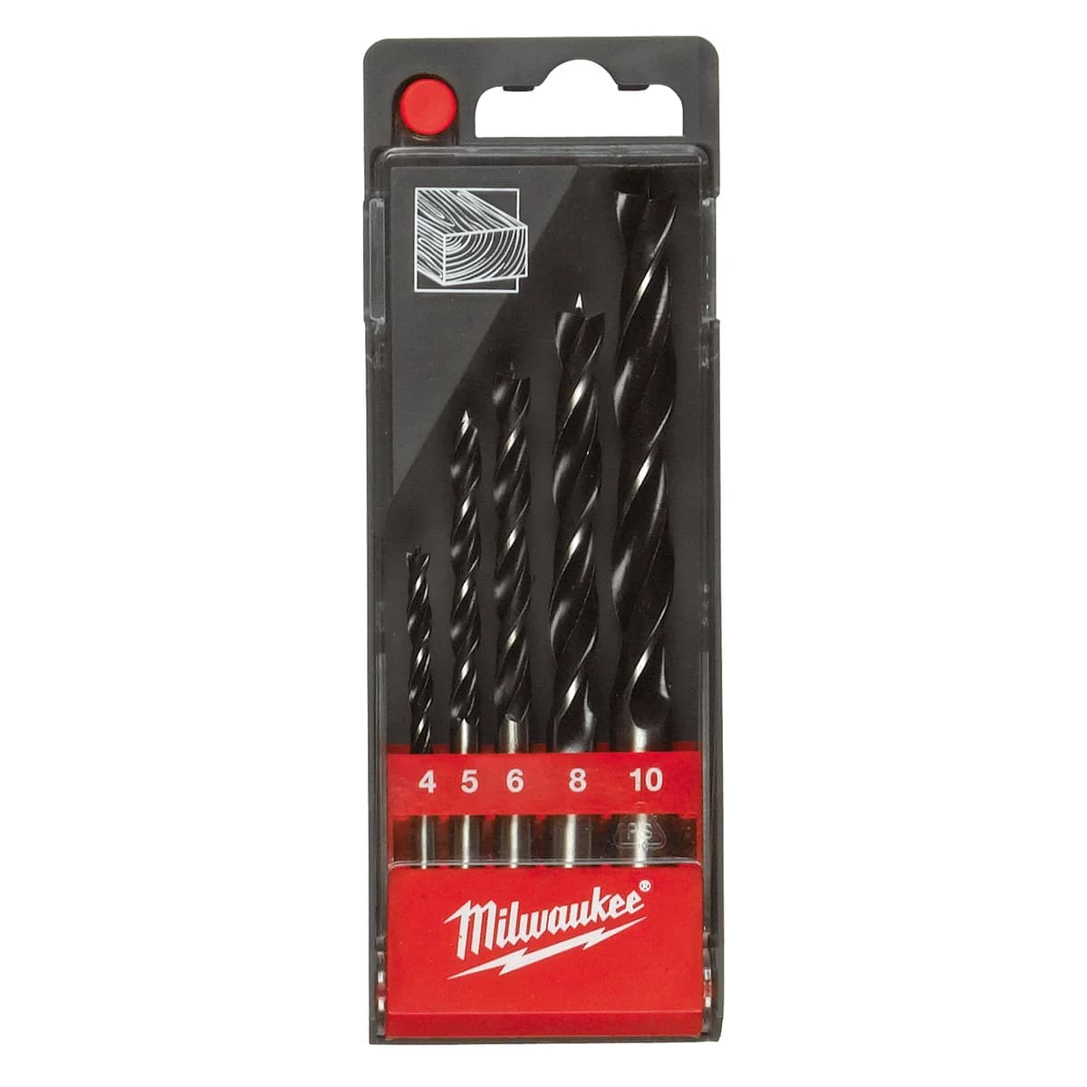 Milwaukee 5-Piece Auger Drill Bit Set, 4-10 mm, DIN 7487 E