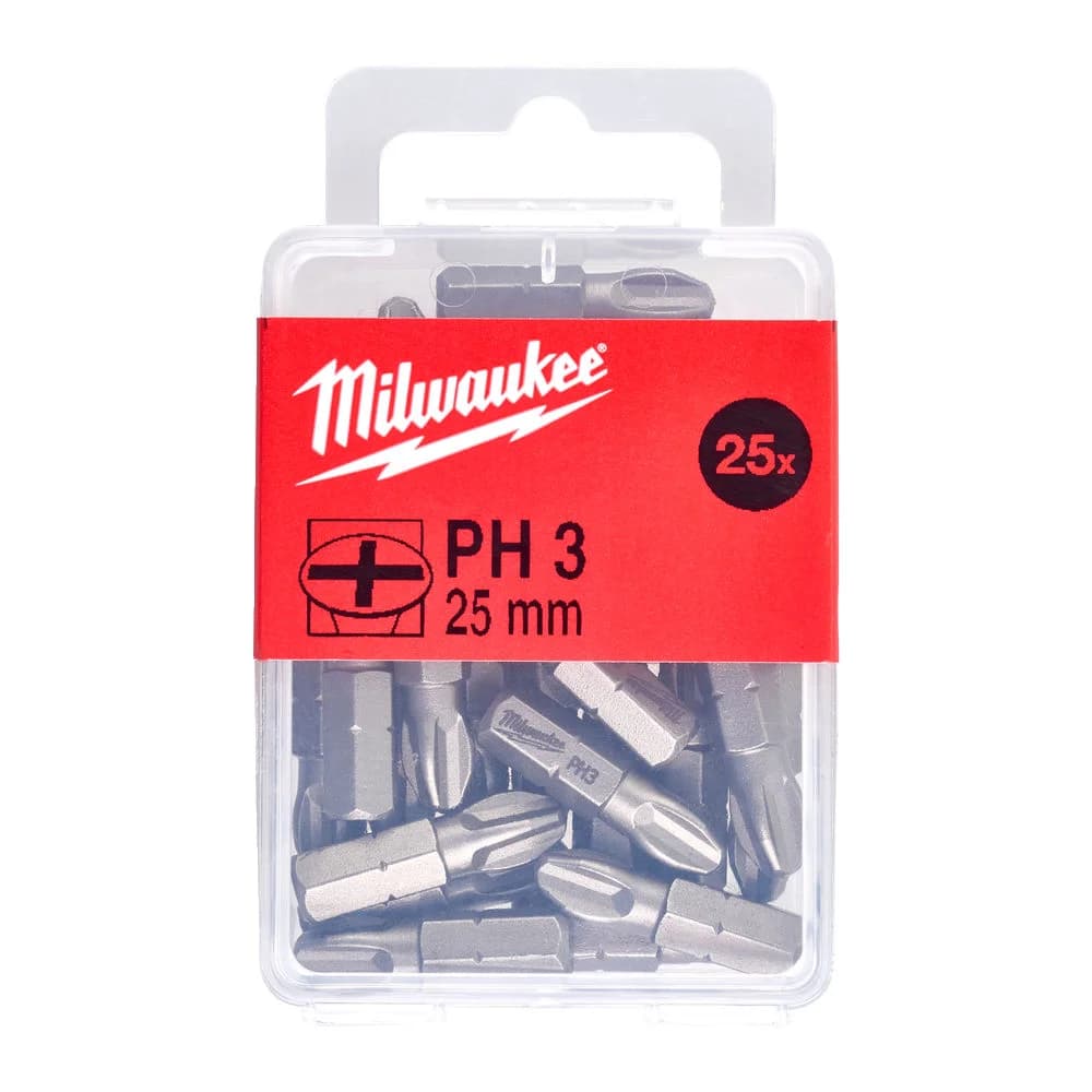Milwaukee Shockwave Phillips Screwdriver Bit Set, PH3 x 25mm, 25-Piece