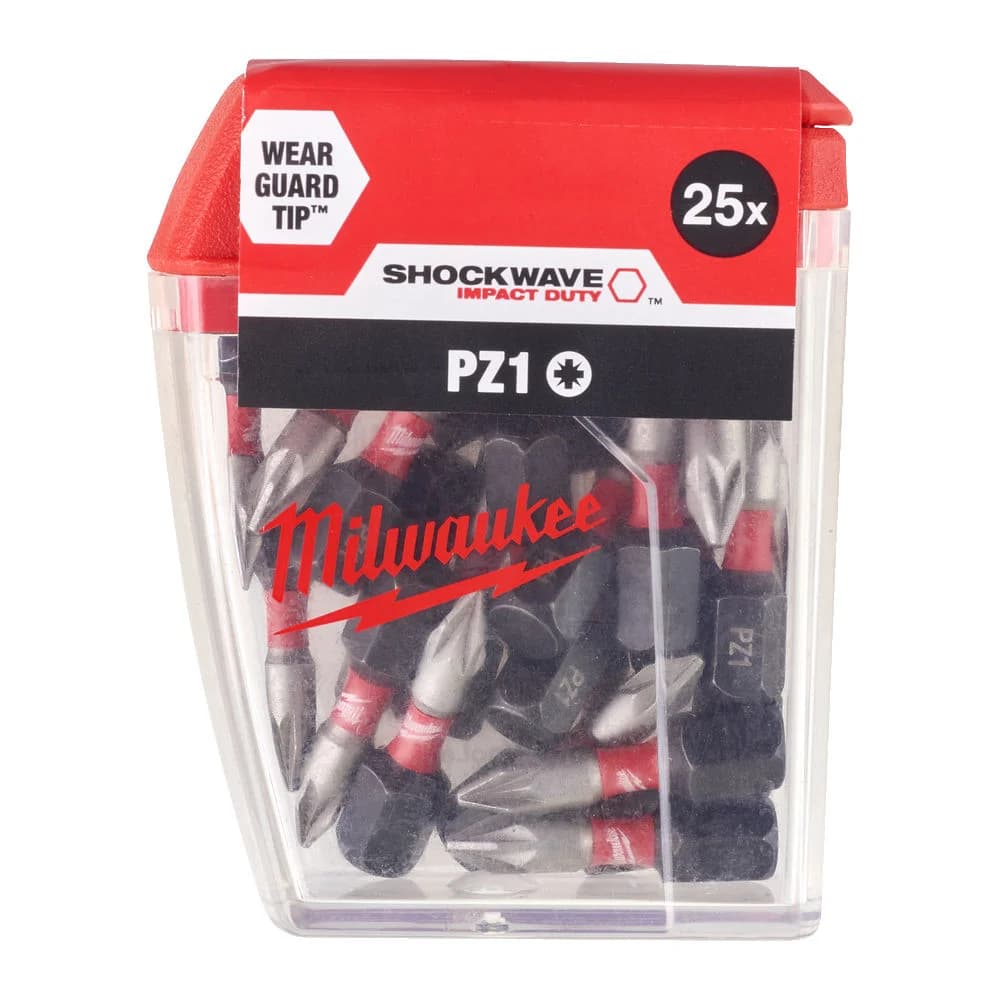 Milwaukee Shockwave Impact Duty PZ1 Screwdriver Bit Set, 25-Piece, 25mm