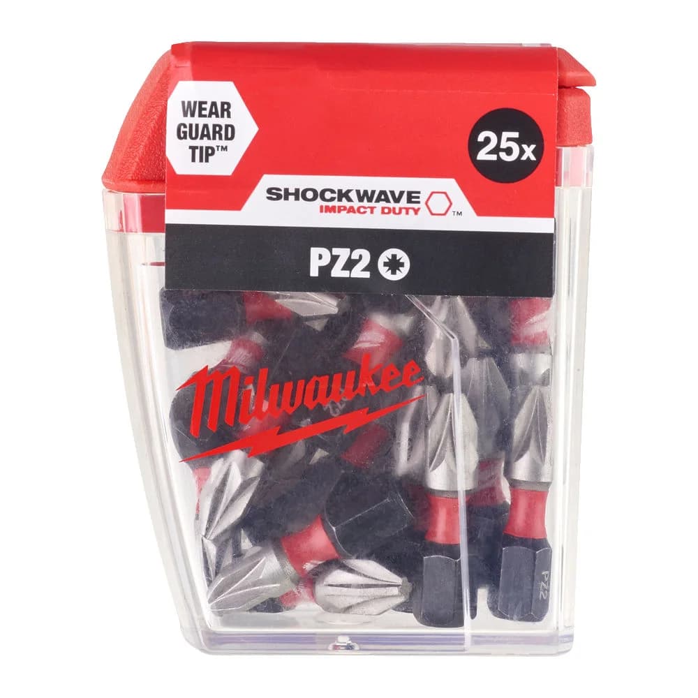 Milwaukee Shockwave Impact Duty PZ2 x 25 mm Screwdriver Bit Set, 25 Pieces (4932430864)