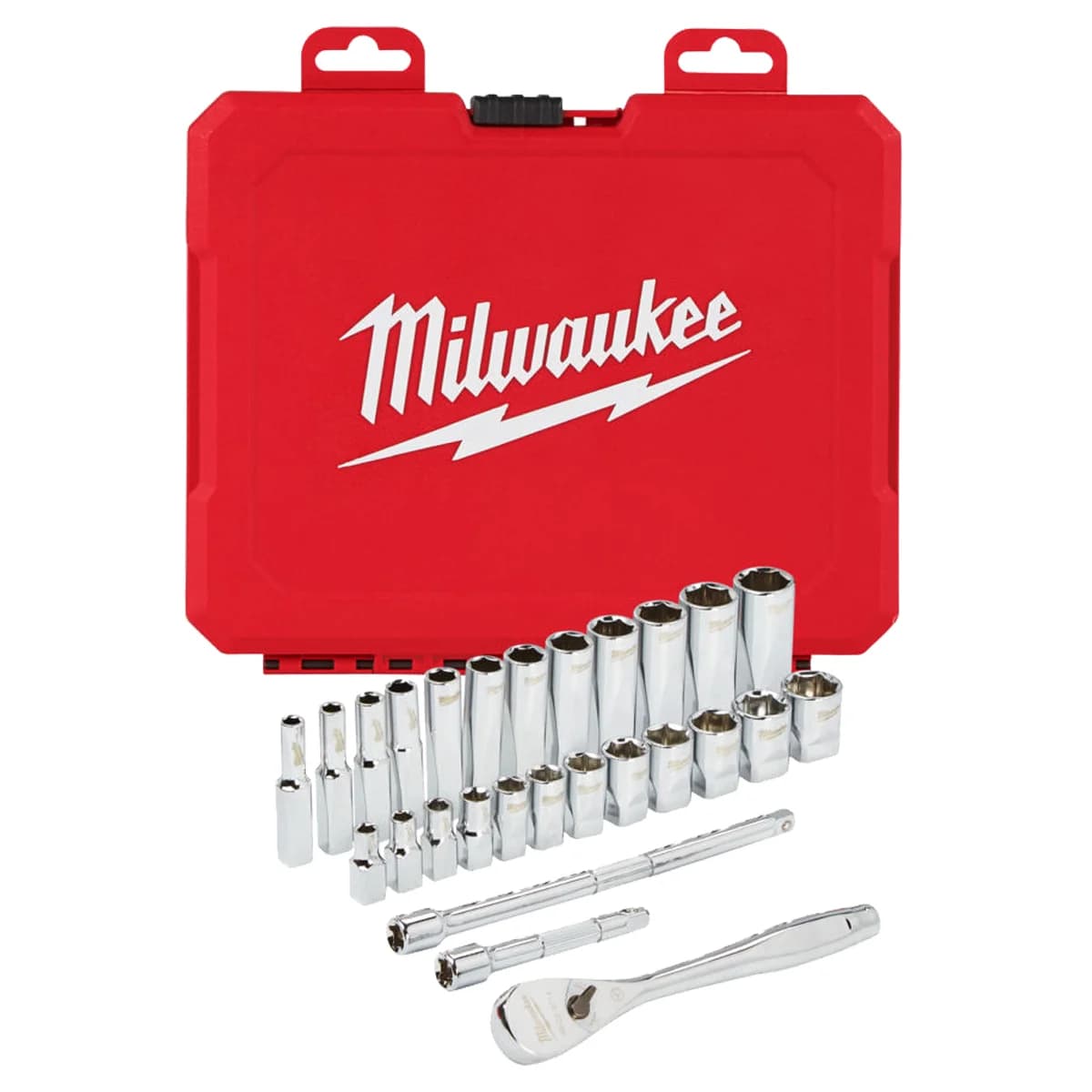 Milwaukee 1/4" Drive Socket Set, 28 Pieces, in Case (4932464943)