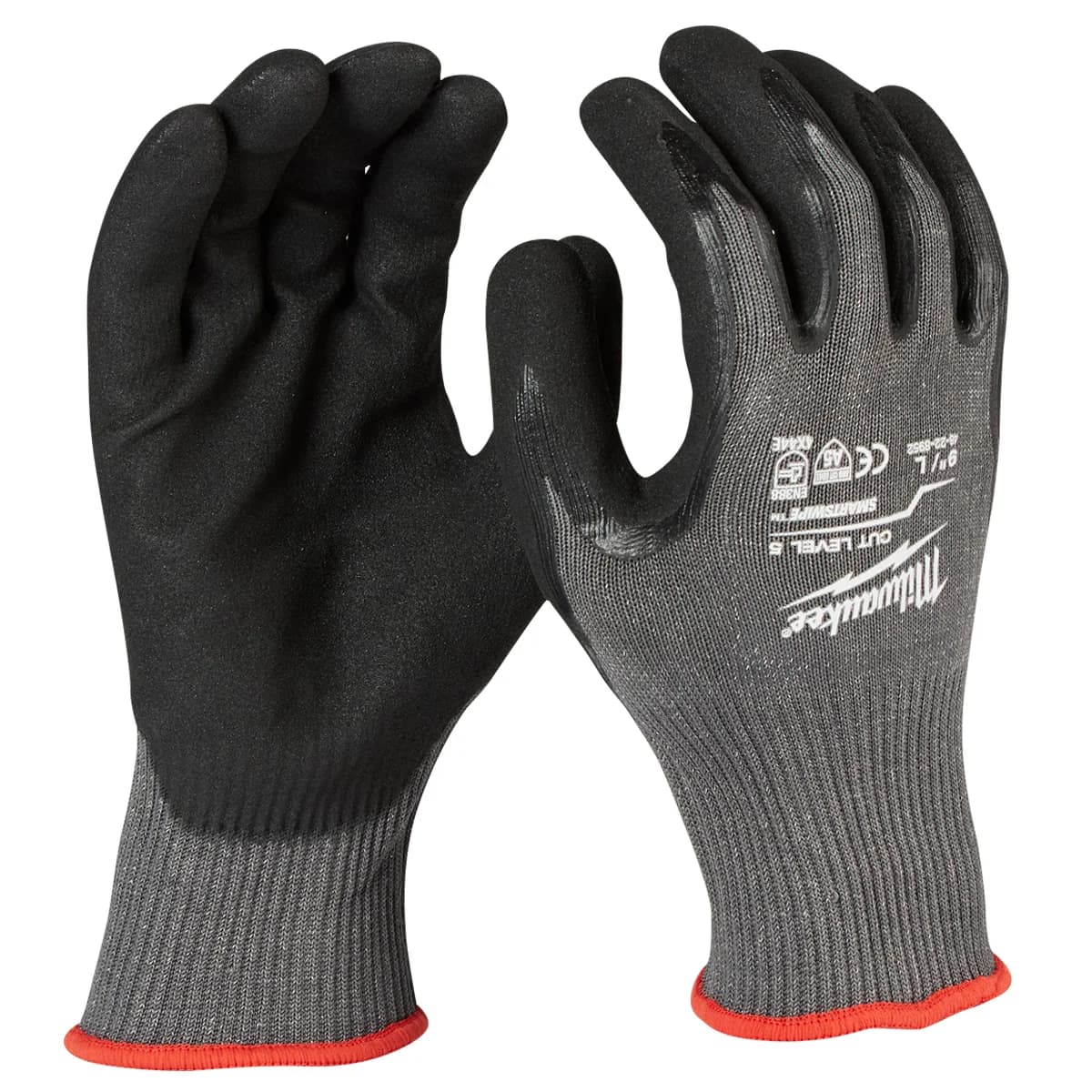 Milwaukee ANTICUT Level E Cut-Resistant Nitrile-Coated Gloves, Size XL, Cut Level 5, Red