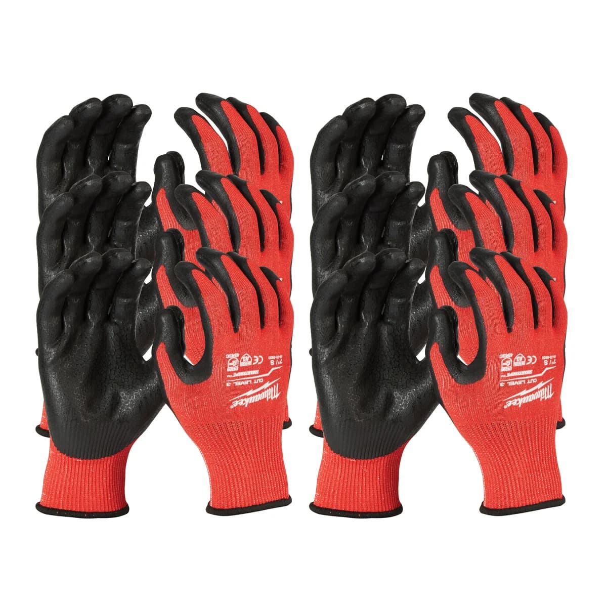 Milwaukee AntiCut Level C Cut-Resistant Nitrile-Coated Gloves, Pack of 12, Size M (8)