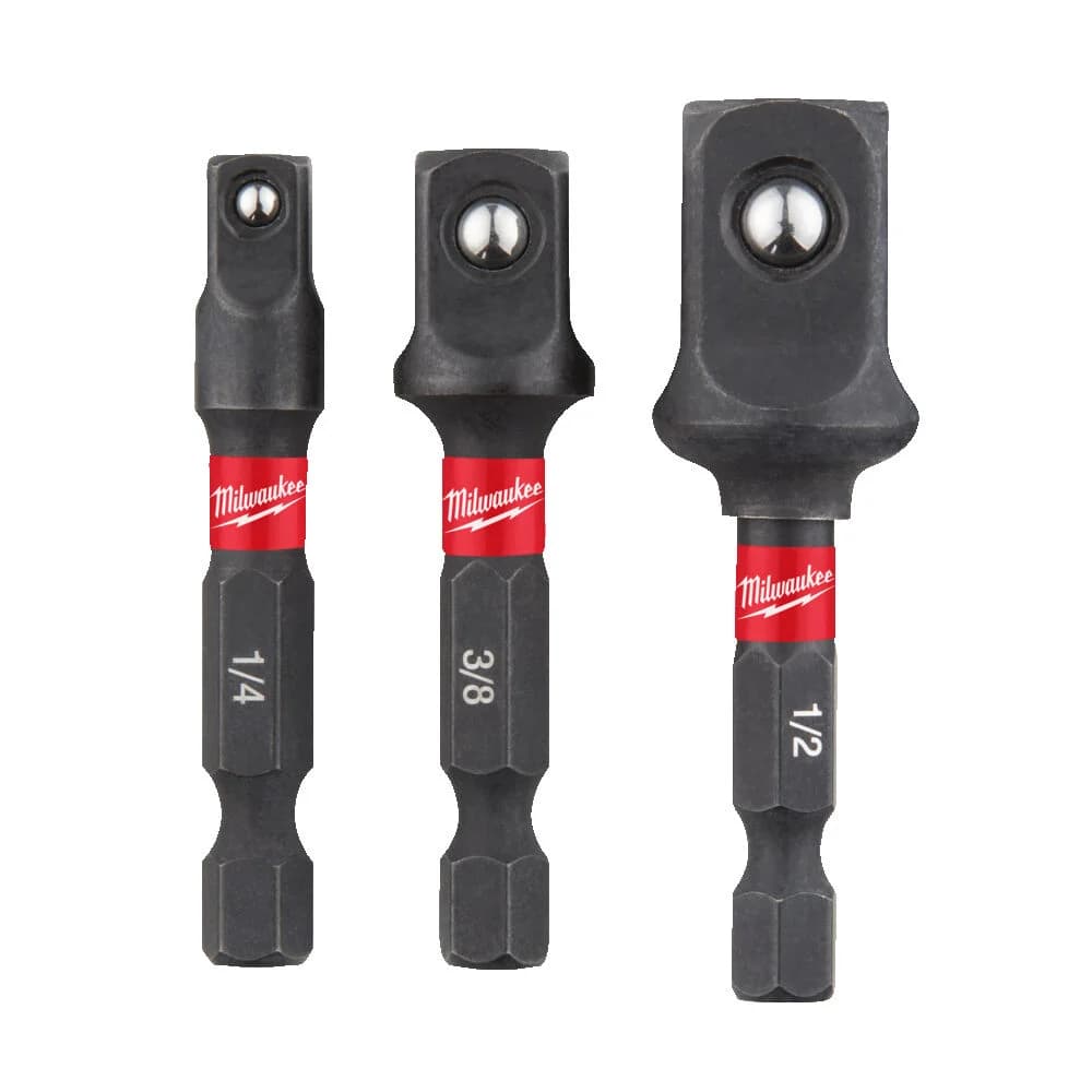 Milwaukee 3-Piece 1/4" Hex to Square Socket Adapter Set (1/4", 3/8", 1/2")
