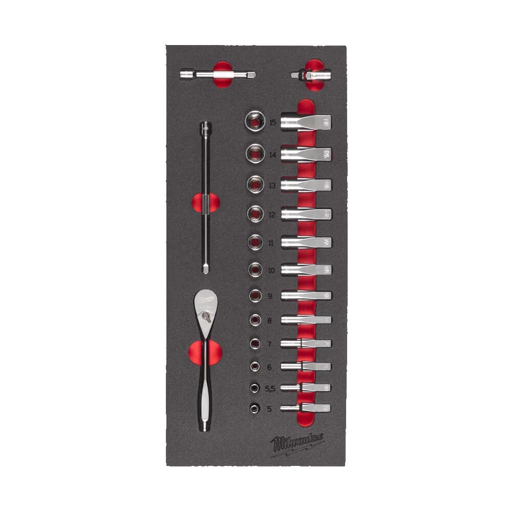 Milwaukee 1/4\" Drive Socket Set, 28 Pieces, Foam Tray
