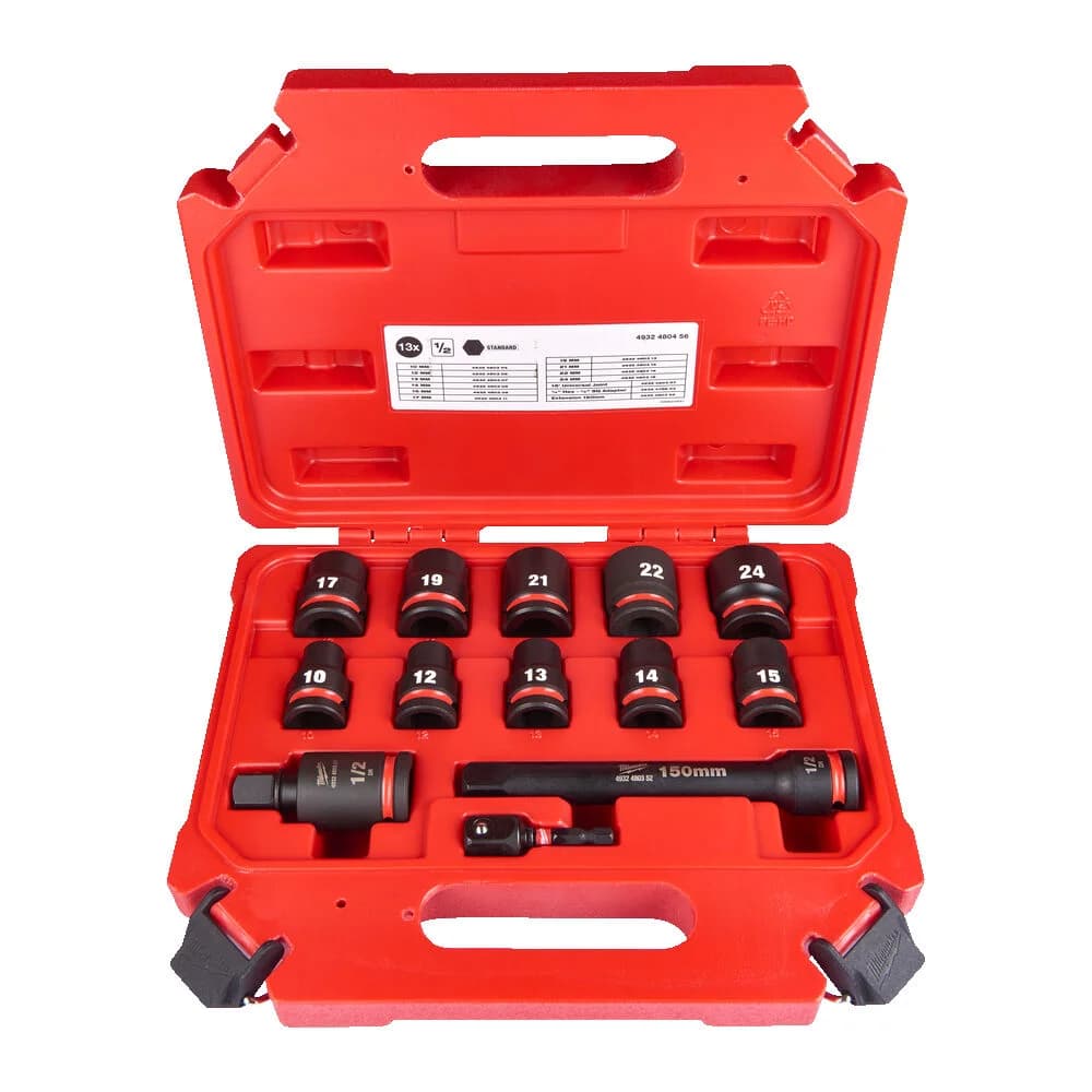 Milwaukee 1/2\" Impact Socket Set, 13 Pieces (4932480456)
