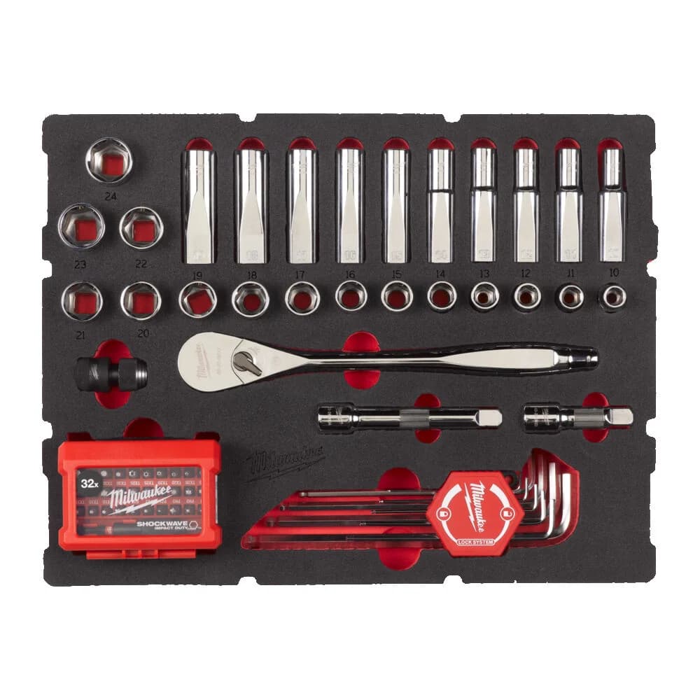PACKOUT 1/2" Foam Insert for Sockets, Ratchets, and Hex Keys, 70-Piece Set