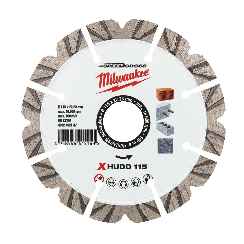 Milwaukee XHUDD 115mm Diamond Cutting Disc, 22.23mm Bore