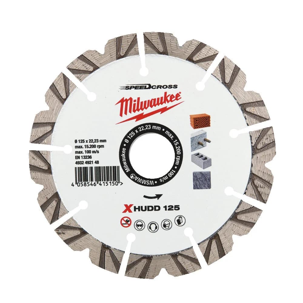 Milwaukee XHUDD 125mm Diamond Cutting Disc, 22.23mm Bore, 2.6mm Width