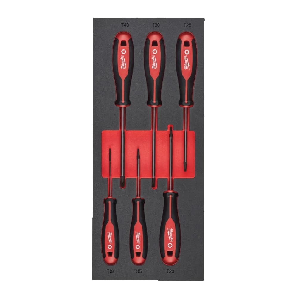 Milwaukee Tri-Lobe Torx Screwdriver Bit Set with Foam Insert, 6 Pieces