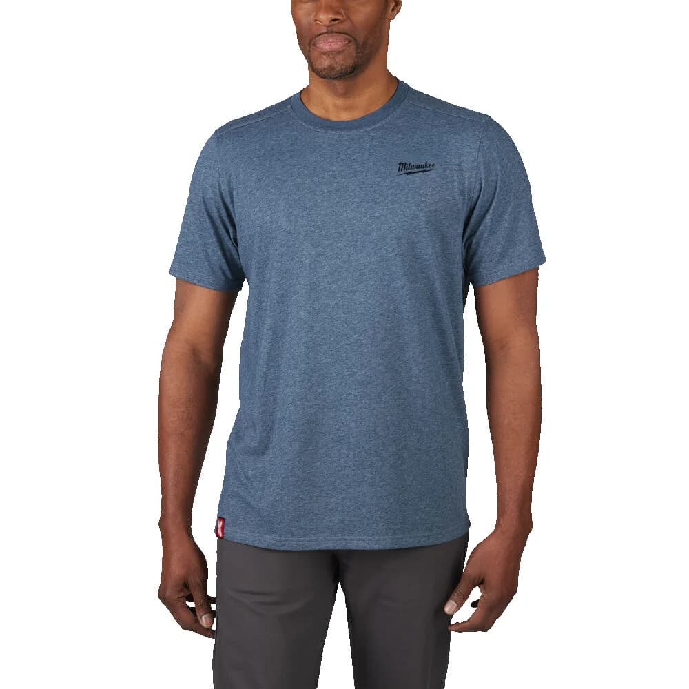 Camicia da lavoro a maniche corte Milwaukee HT SS BLU XL 4932492976 in tessuto poliestere-cotone resistente