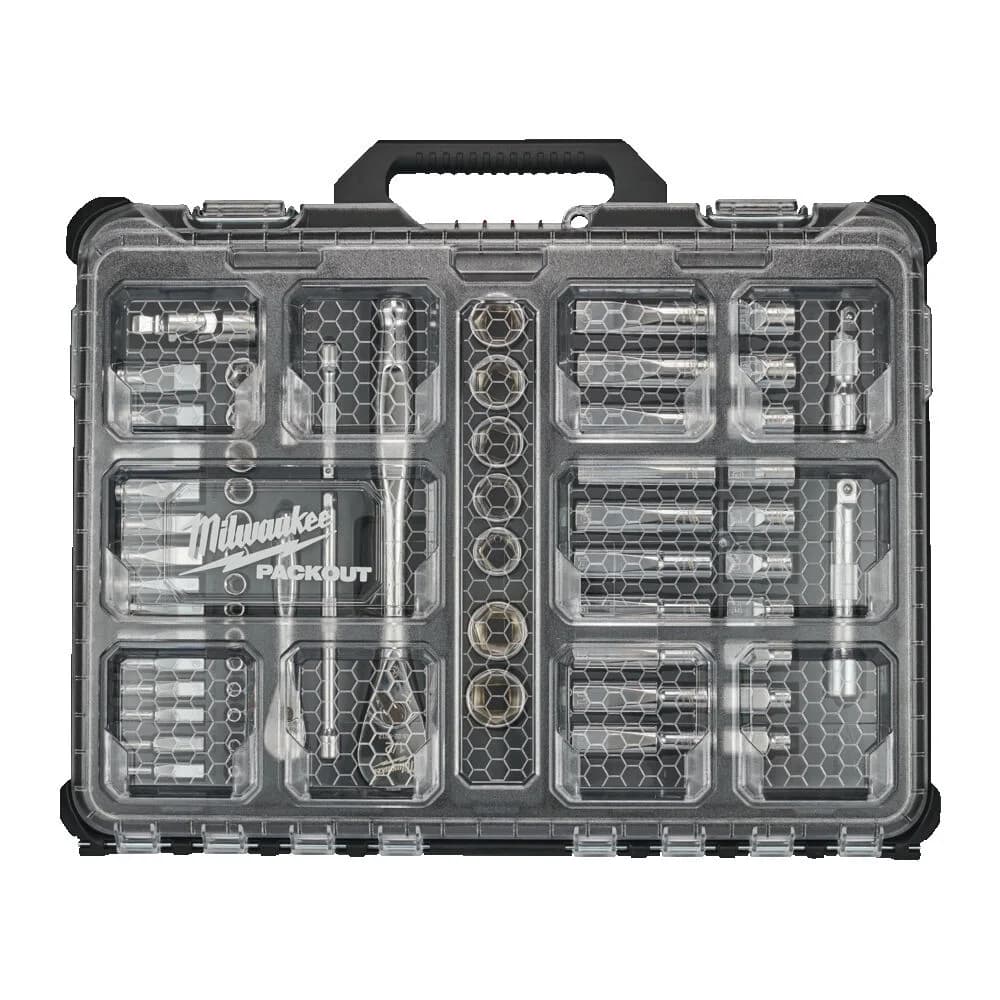 Milwaukee PACKOUT 63-Piece 1/4" & 1/2" Socket and Ratchet Set