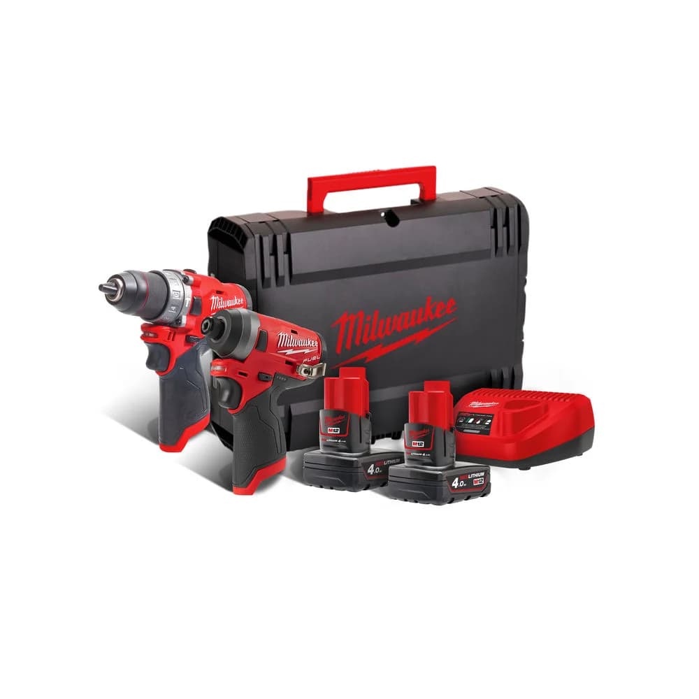 Set di strumenti Milwaukee M12 FPP2A-402X FUEL 4933459808 con avvitatore a percussione e seghetto alternativo