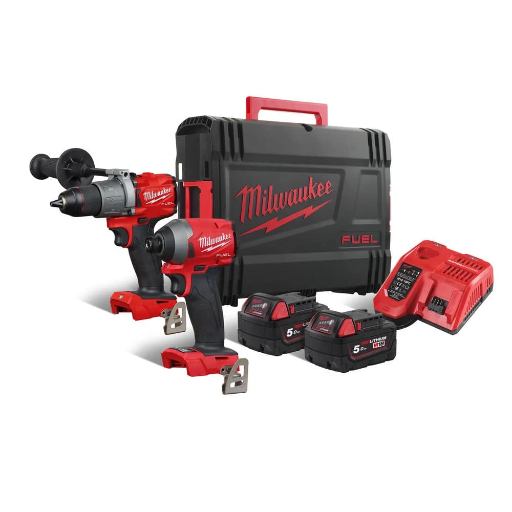 Kit combinato Milwaukee M18 FPP2A2-502X FUEL 4933464268 con avvitatore a percussione e trapano a martello senza fili 18V