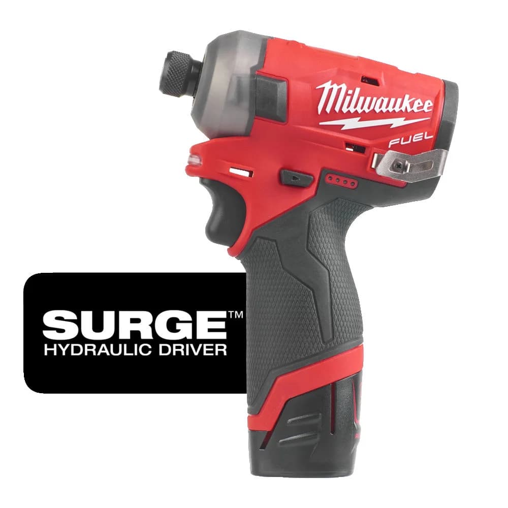 M12 FUEL SURGE 1/4\" Hex Hydraulic Driver Kit with 2x M12 B2 Batteries